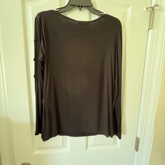 Cable & Gauge Black Jeweled Long Sleeve Open Slitted Top Size Small - Picture 7 of 8